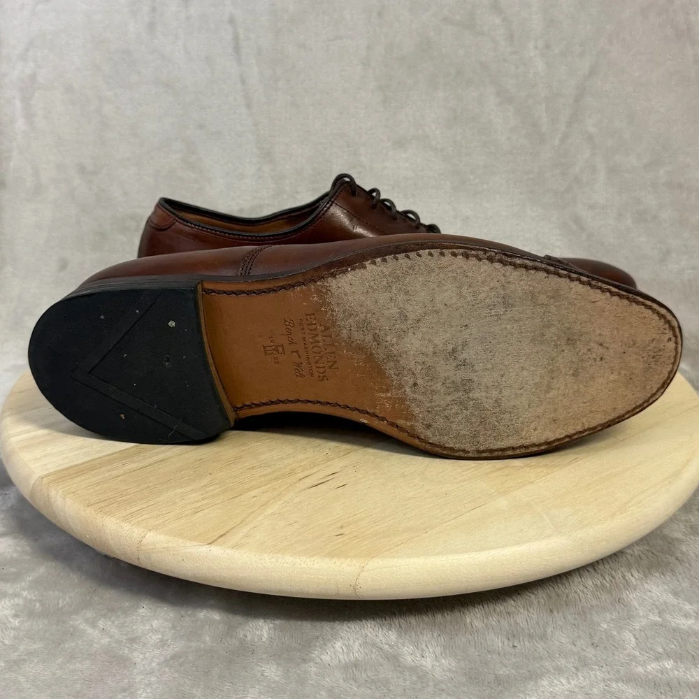 Allen Edmonds Port Washington Brown Leather Cap Toe Oxford Dress Shoes Mens 11 E